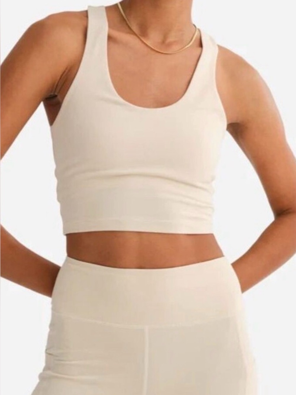MATE The Label Organic Stretch Racerback Tank Top in Bone